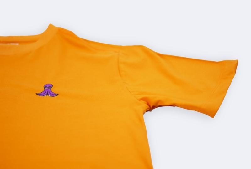 orange and purple graphic tee