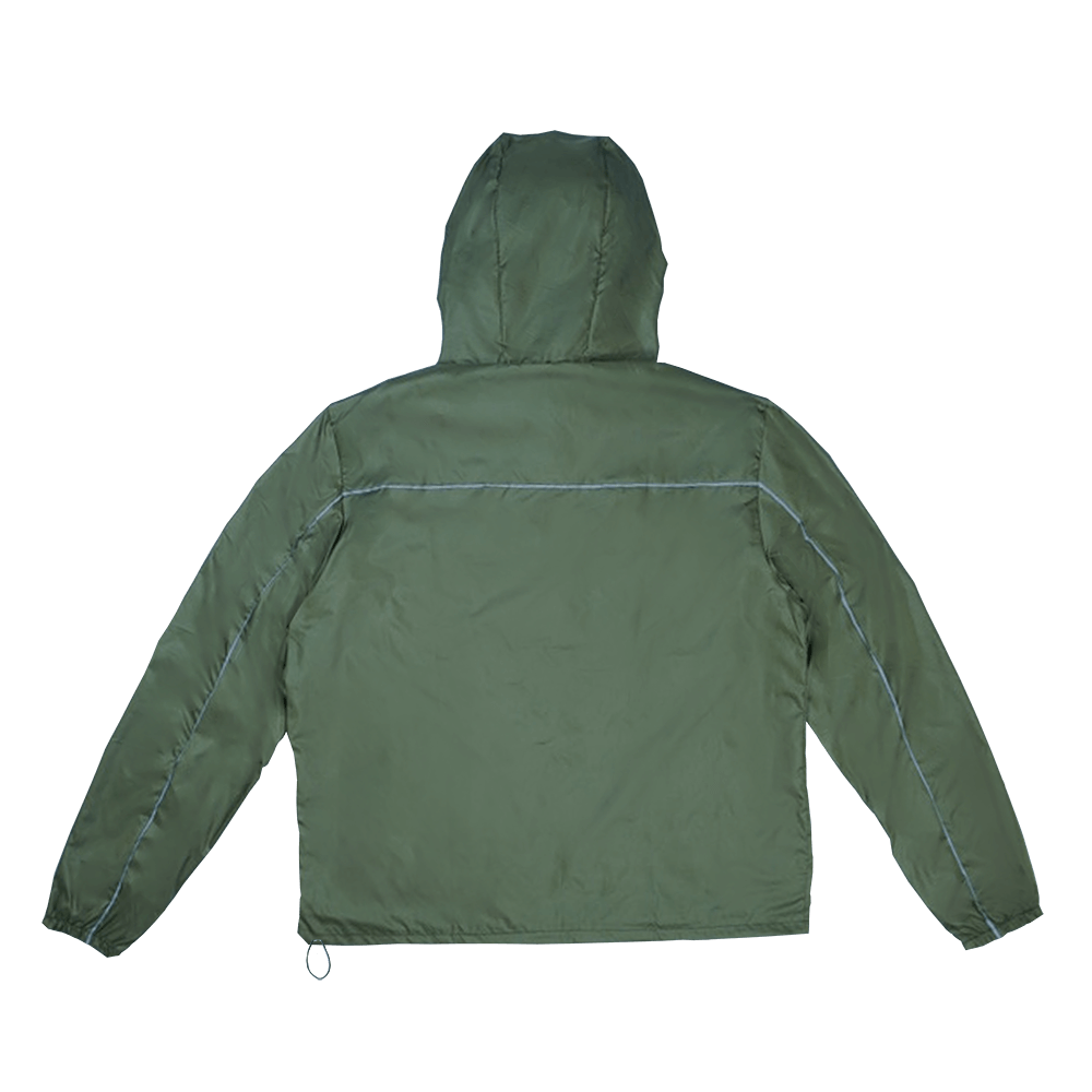 jaqueta corta-vento resistente à água, forrada e feita de poliéster de alta qualidade e com reguladores.