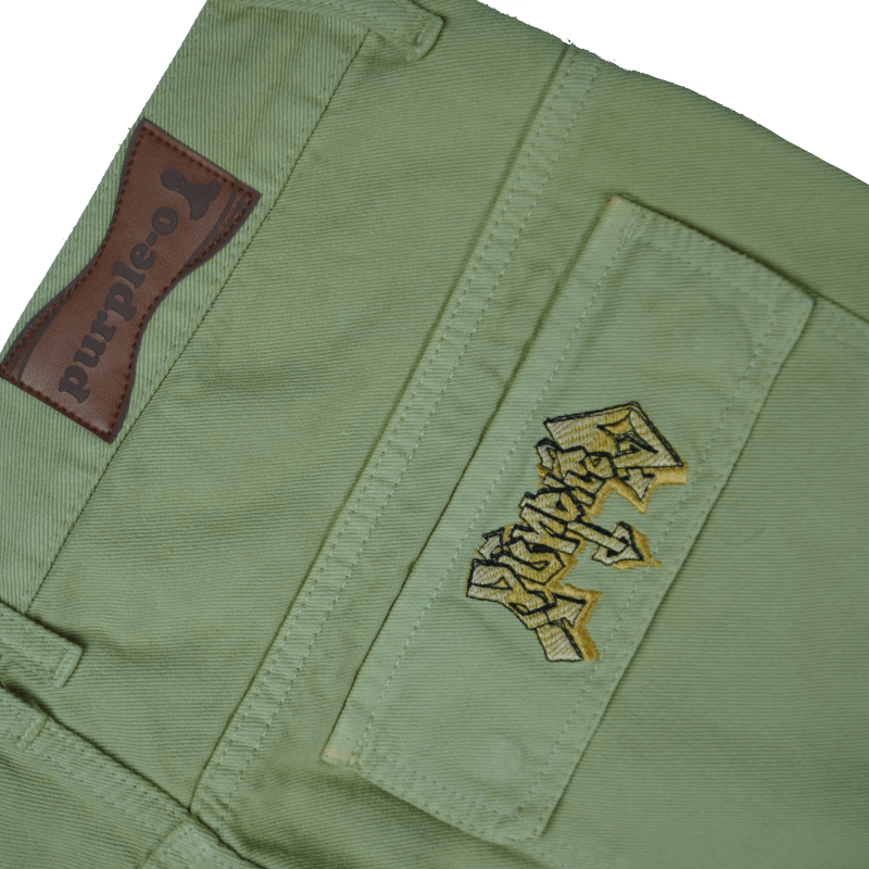 Calça desenvolvida extremamente resistente, sarja 12oz em modelagem baggy com bolsos com botão e zipper YKK - Purple-O